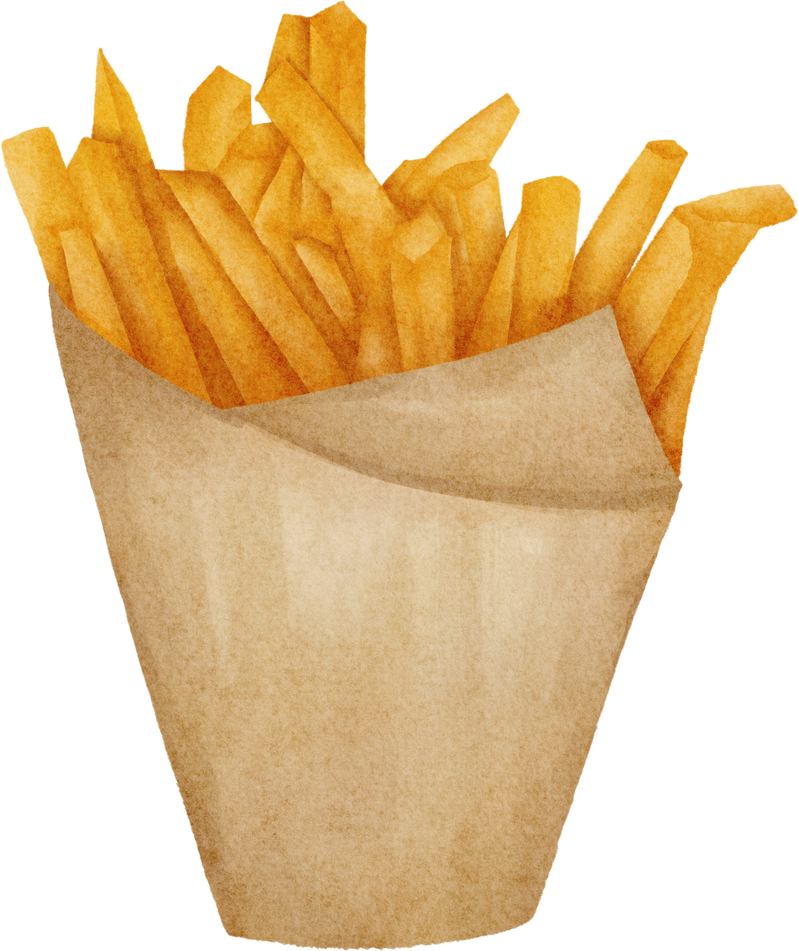 watercolor french fries
